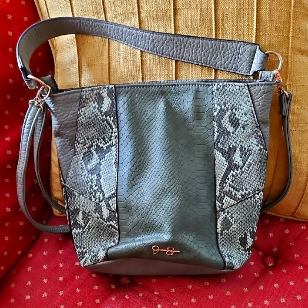 Jessica Simpson Green Snakeskin Pattern Shoulder Bag